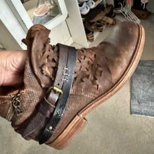 A.S.98 Brown Leather Ankle Boots with Dark Brown and Black Strap